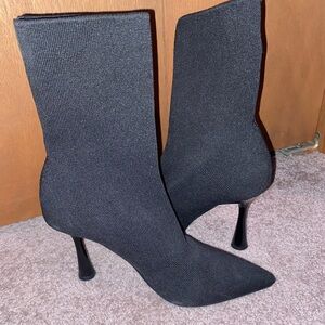 Forever 21 Black Sock Heel Boots
